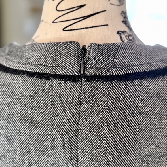 BANANA REPUBLIC | Black + White Wool Herringbone Fringe Dress, size 2P - Picture 3 of 6